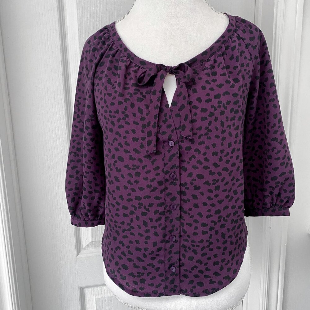 JACOB Magenta Purple Animal Print Button Blouse Petite XS